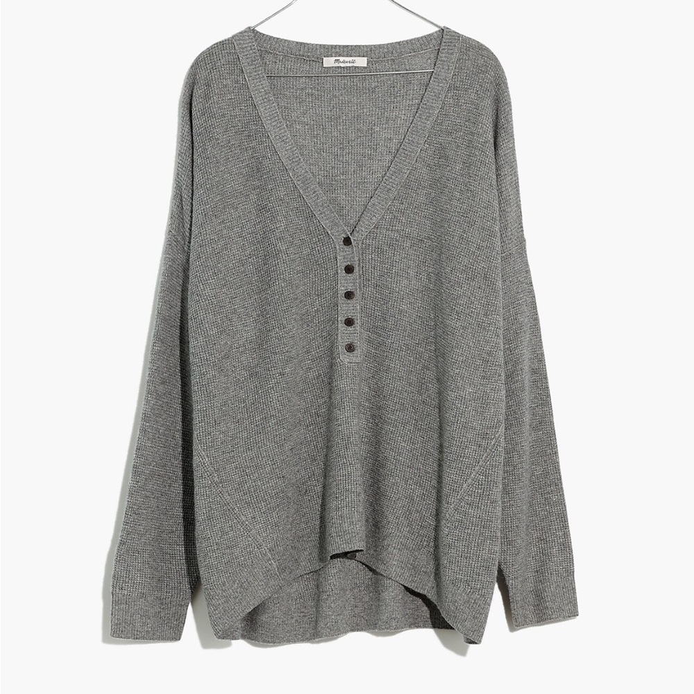 Madewell Asherton Waffle Henley Sweater Grey